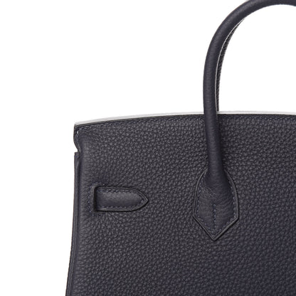 Hermes Togo Horseshoe Birkin 25 Bleu Nuit Rose Azalee 29 of 33