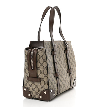 Gucci GG Supreme Monogram Textured Dollar Calfskin Small Detail Tote Beige Ebony New Acero 3 of 12