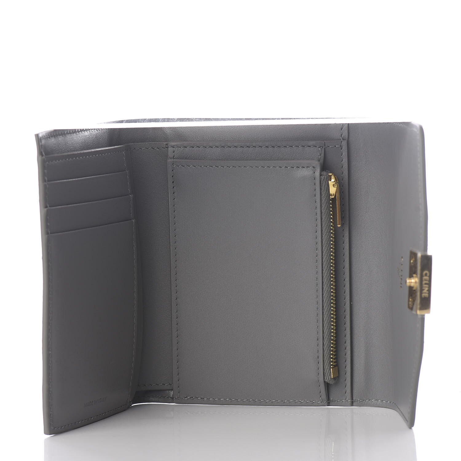 Celine Shiny Smooth Calfskin C Wallet Grey 4 of 9