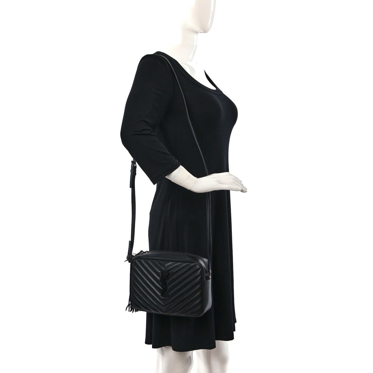 Saint Laurent Calfskin Matelasse Monogram Monochrome Lou Camera Bag Black 2 of 10