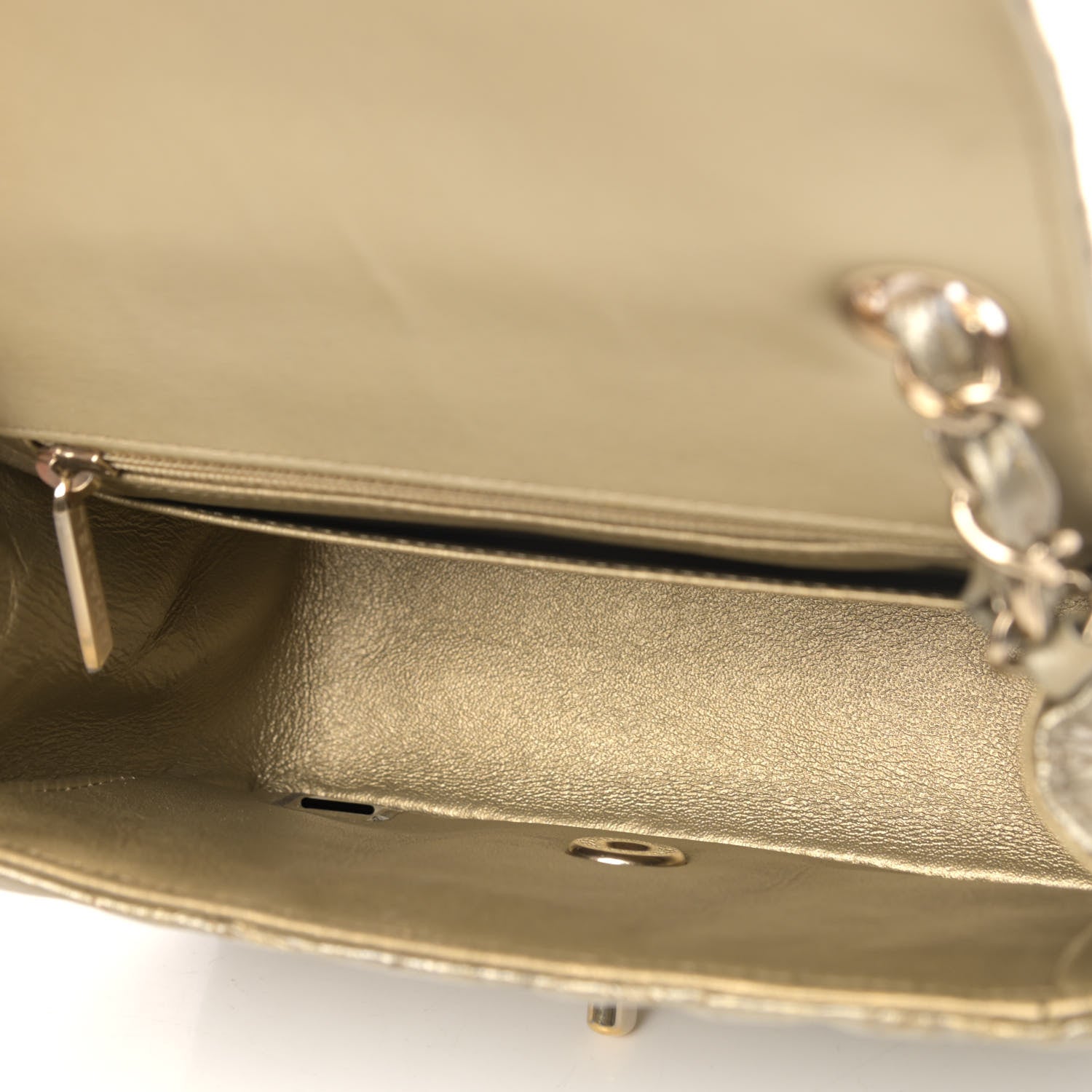 Chanel Patent Metallic Crumpled Calfskin Chevron Quilted Mini Square Flap Gold 4 of 7