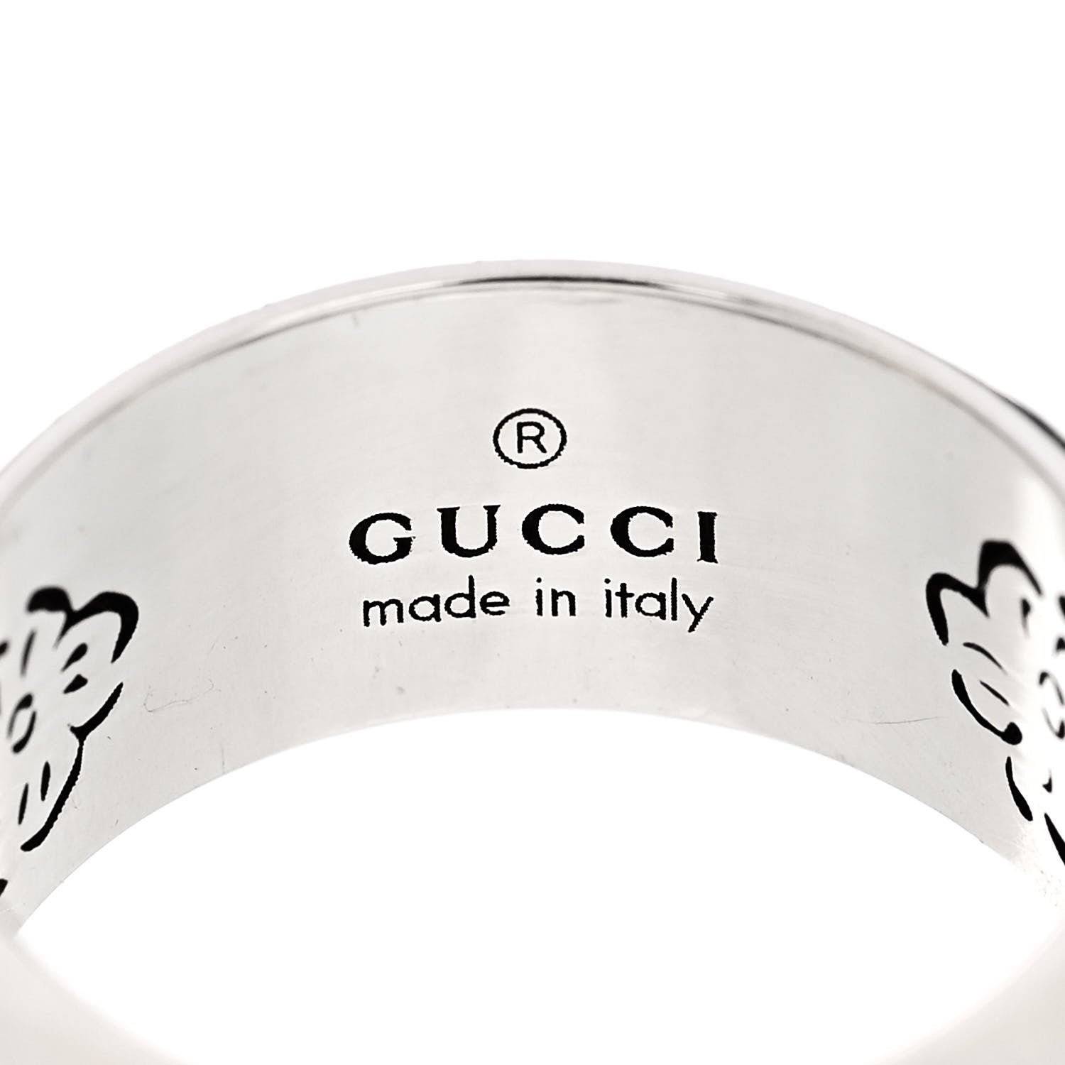 Gucci Sterling Silver Wide Blind for Love Band Ring 54 6.75 4 of 6