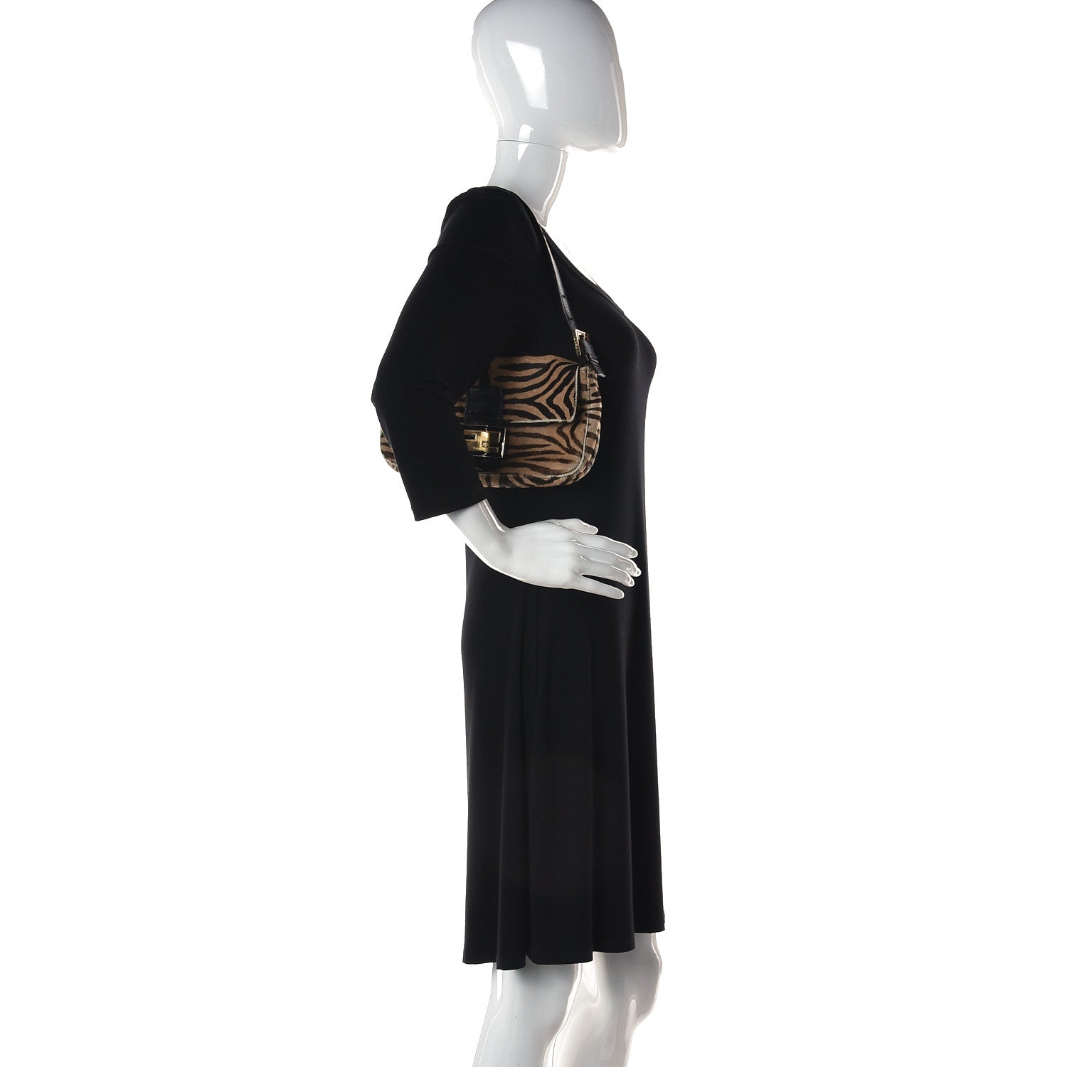 Fendi Calf Hair Zebra Print Baguette Brown 2 of 13