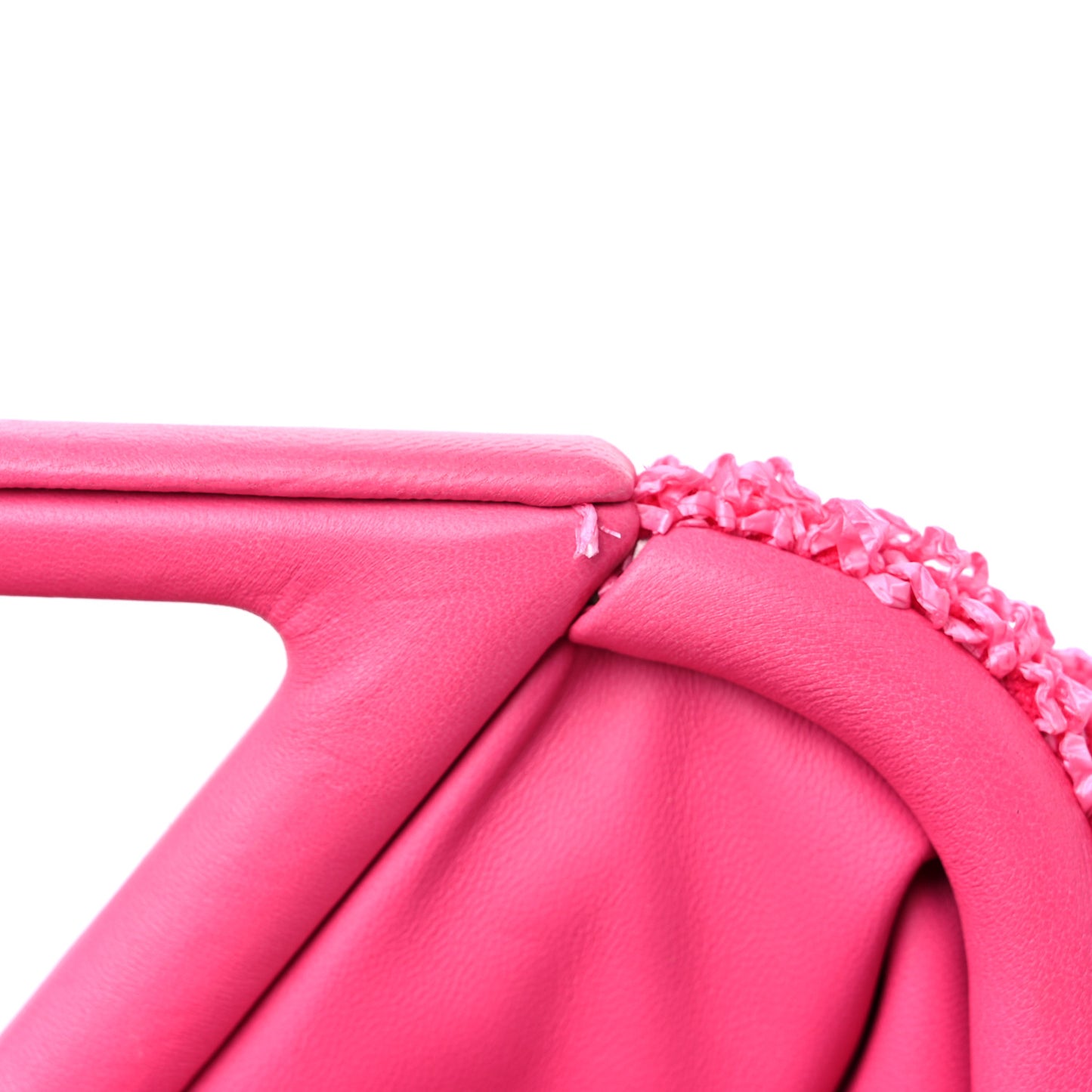 Boucle Curly Raffia The Point Triangle Bag Pink