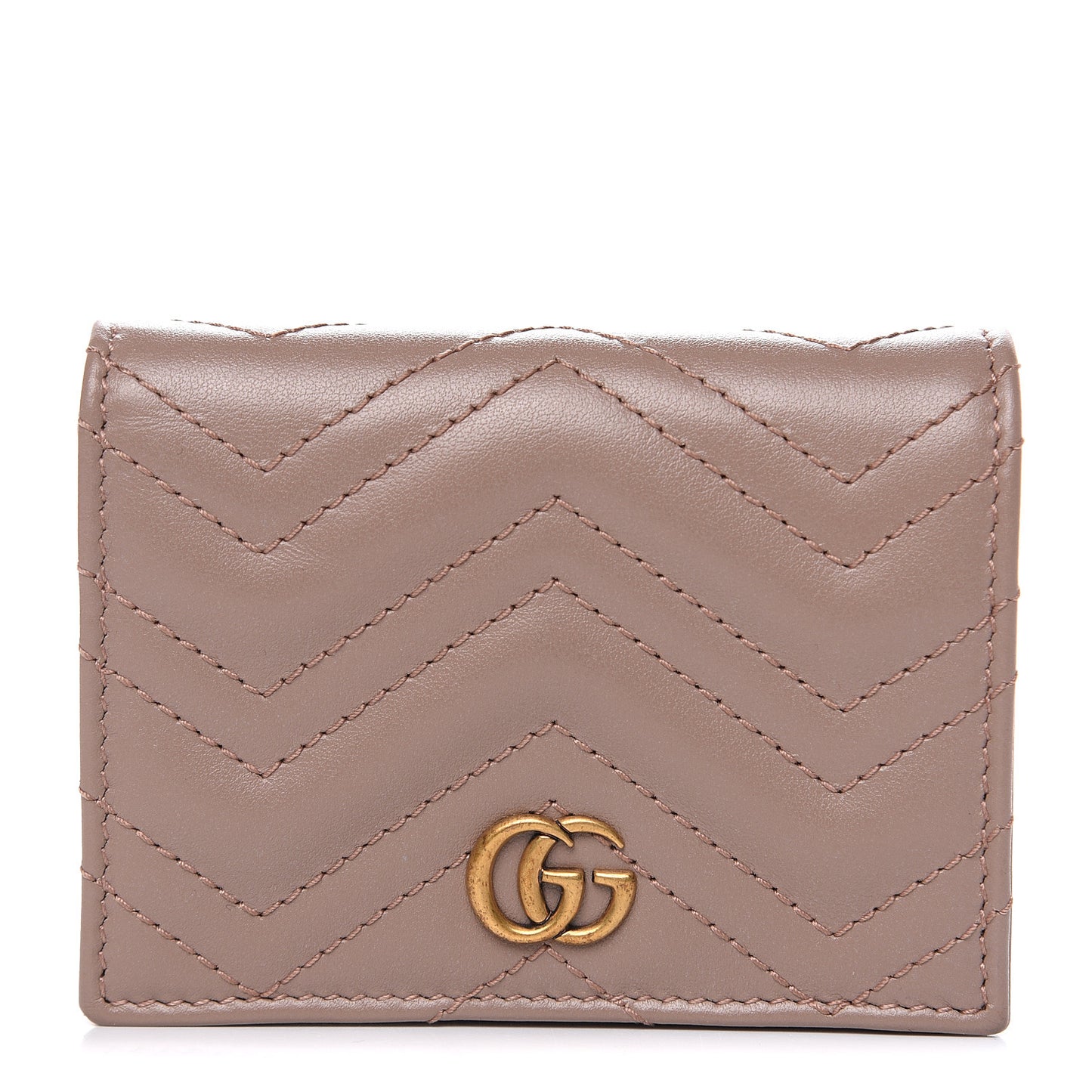 Calfskin Matelasse GG Marmont Card Case Wallet Porcelain Rose