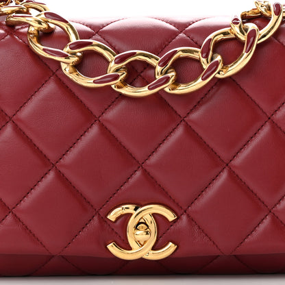 Chanel Lambskin Quilted Medium Color Match Flap Burgundy 8 of 10