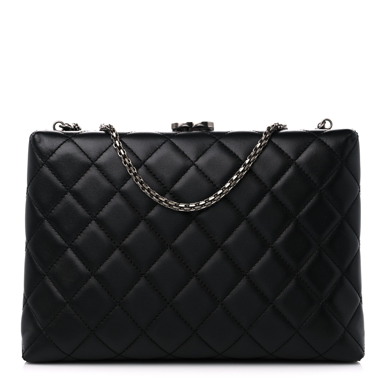 Chanel Lambskin Quilted Kisslock Minaudiere Black 1 of 10