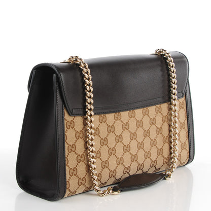 Gucci Monogram Margaux Calfskin Medium Emily Chain Shoulder Bag Beige Ebony Cocoa 3 of 7