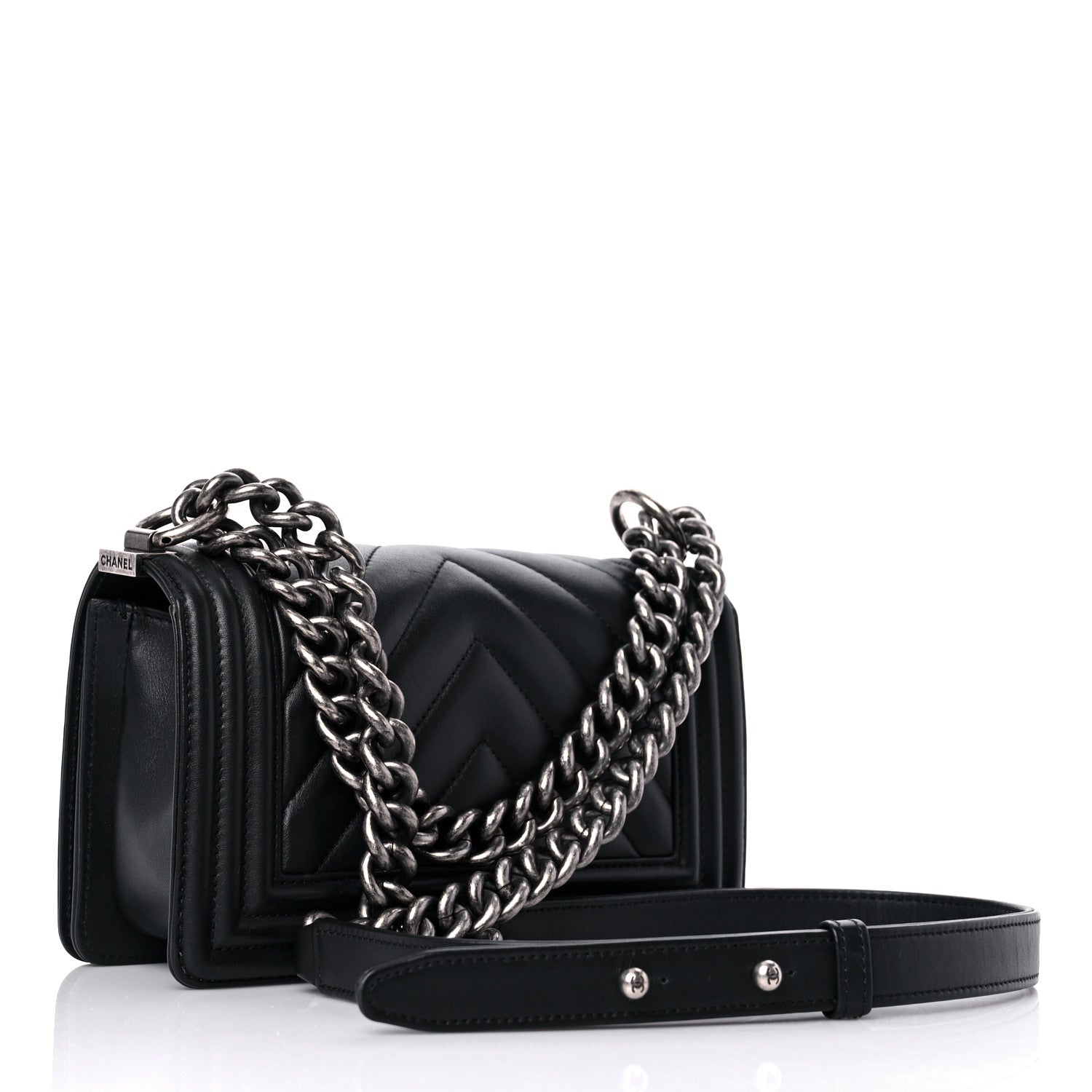 Chanel Calfskin Chevron Quilted Small Boy Flap Black 2 of 12