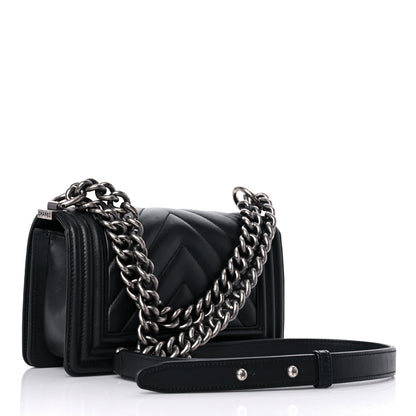 Chanel Calfskin Chevron Quilted Small Boy Flap Black 2 of 12