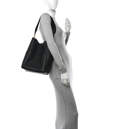 Celine Soft Grained Calfskin Sangle Bucket Bag Black 2 of 10