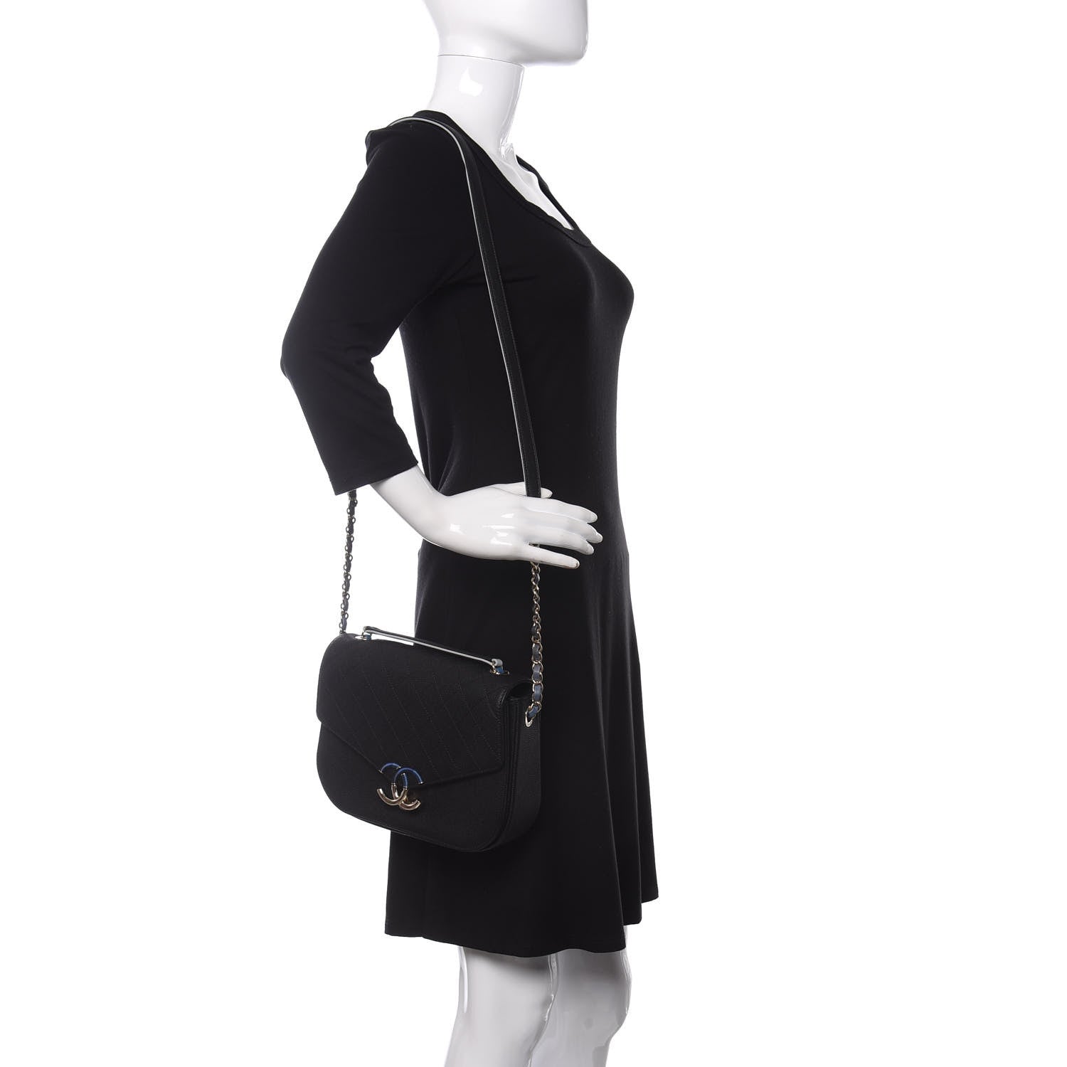 Chanel Grained Calfskin Quilted Medium Cuba Top Handle Flap Black 2 of 10