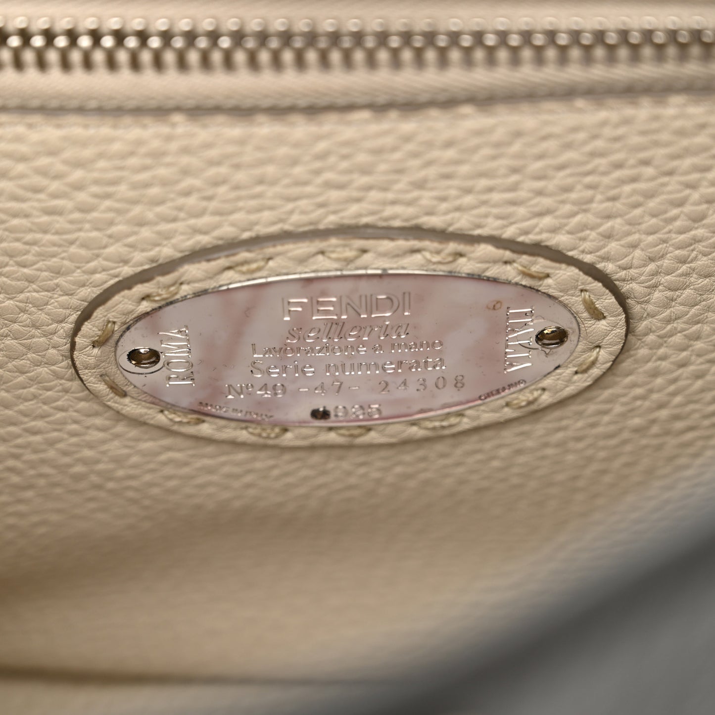 Cuoio Romano Selleria Bi-Color Medium Peekaboo Iconic Satchel Asfalto Latte