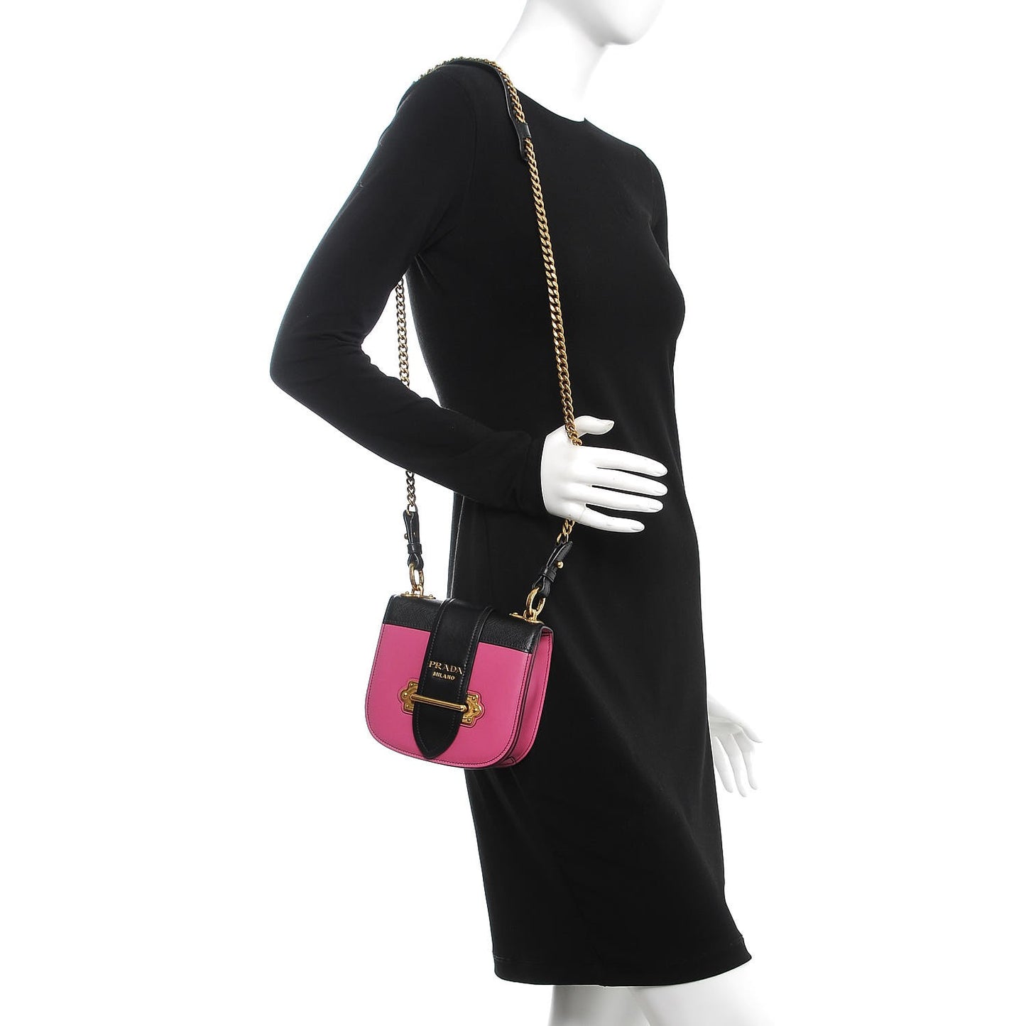 City Calf Saffiano Pionniere Bag Nero Black Fuxia