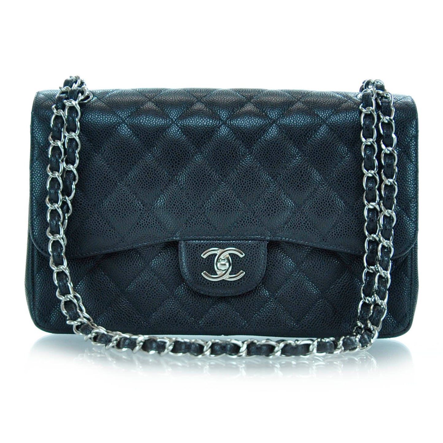 Caviar Quilted Jumbo Double Flap Black