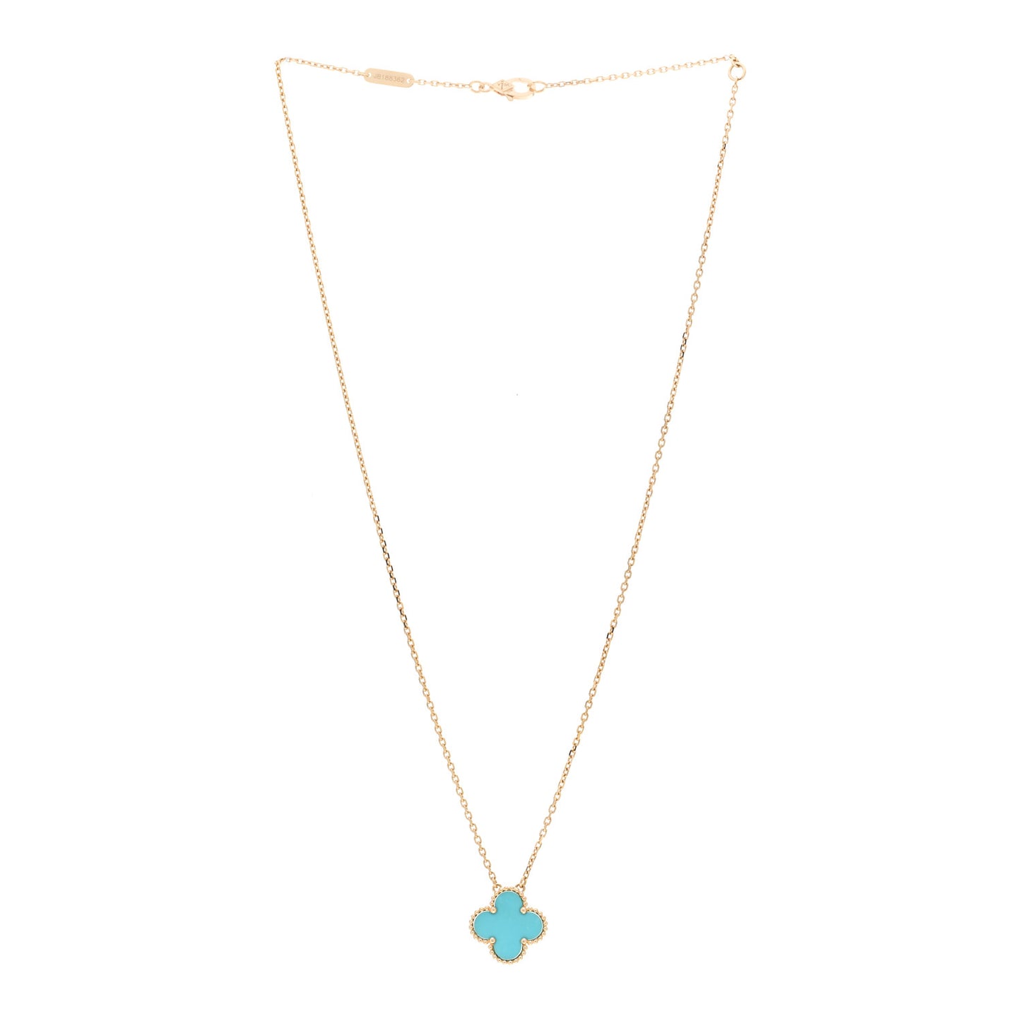 18K Yellow Gold Turquoise Vintage Alhambra Pendant Necklace
