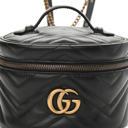 Gucci Calfskin Matelasse Mini GG Marmont Round Backpack Black 7 of 9