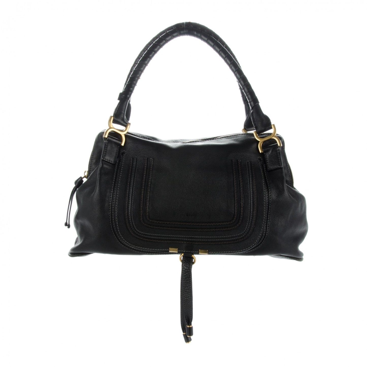 Calfskin Large Marcie Satchel Black