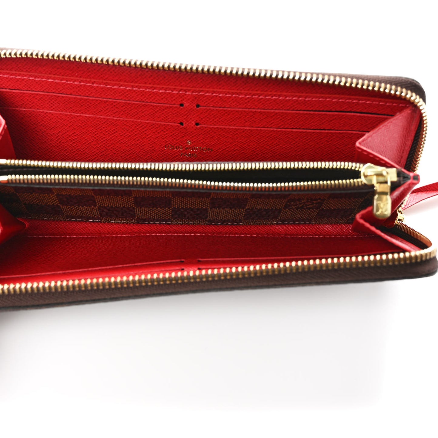 Damier Ebene Clemence Wallet Cherry