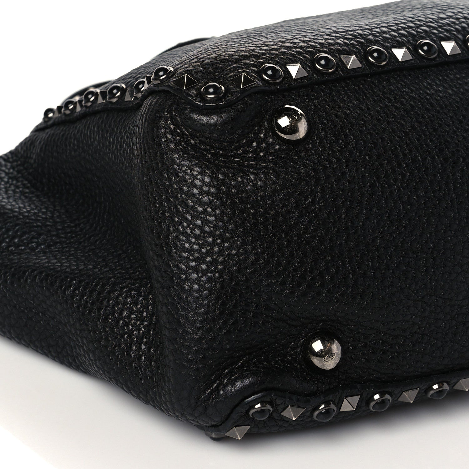 Valentino Garavani Grained Calfskin Onyx Medium Rockstud Rolling Tote Black 7 of 8