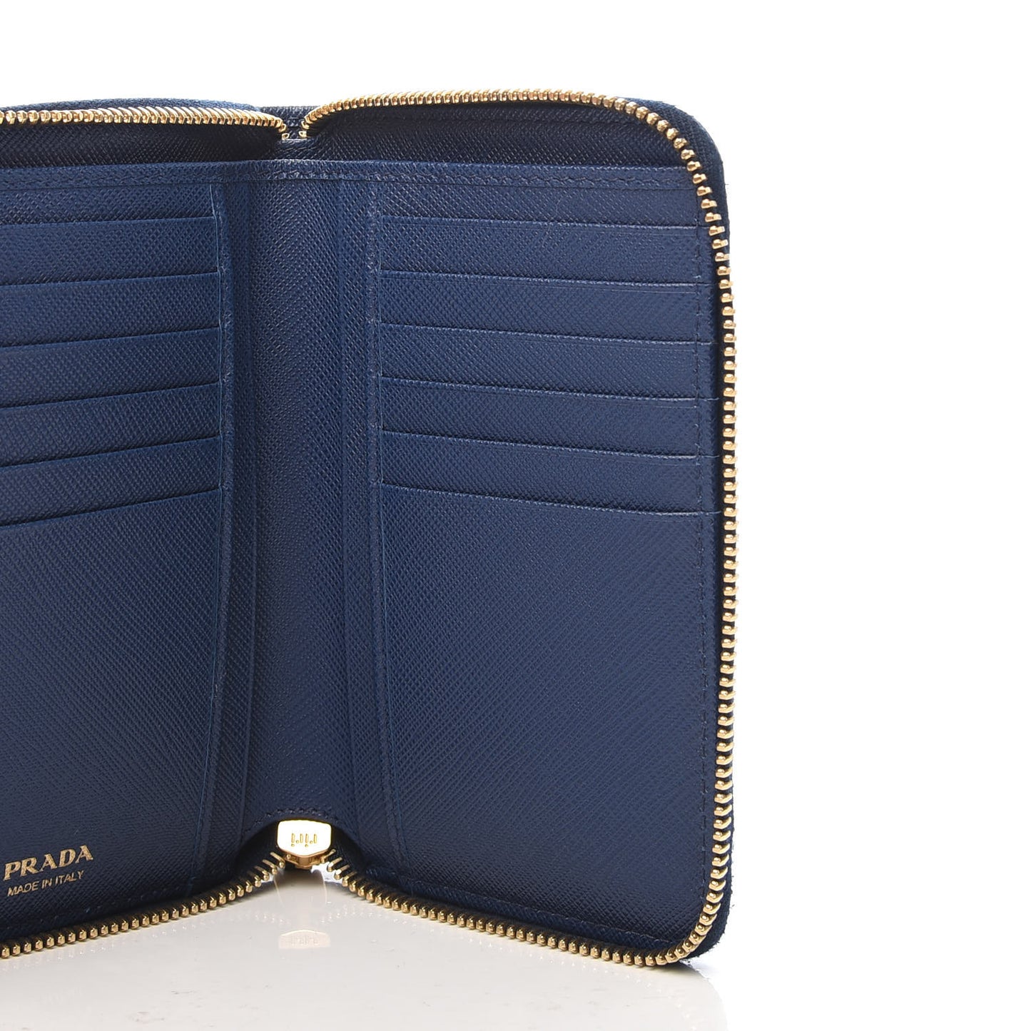 Saffiano Metal Zip Around Wallet Bluette