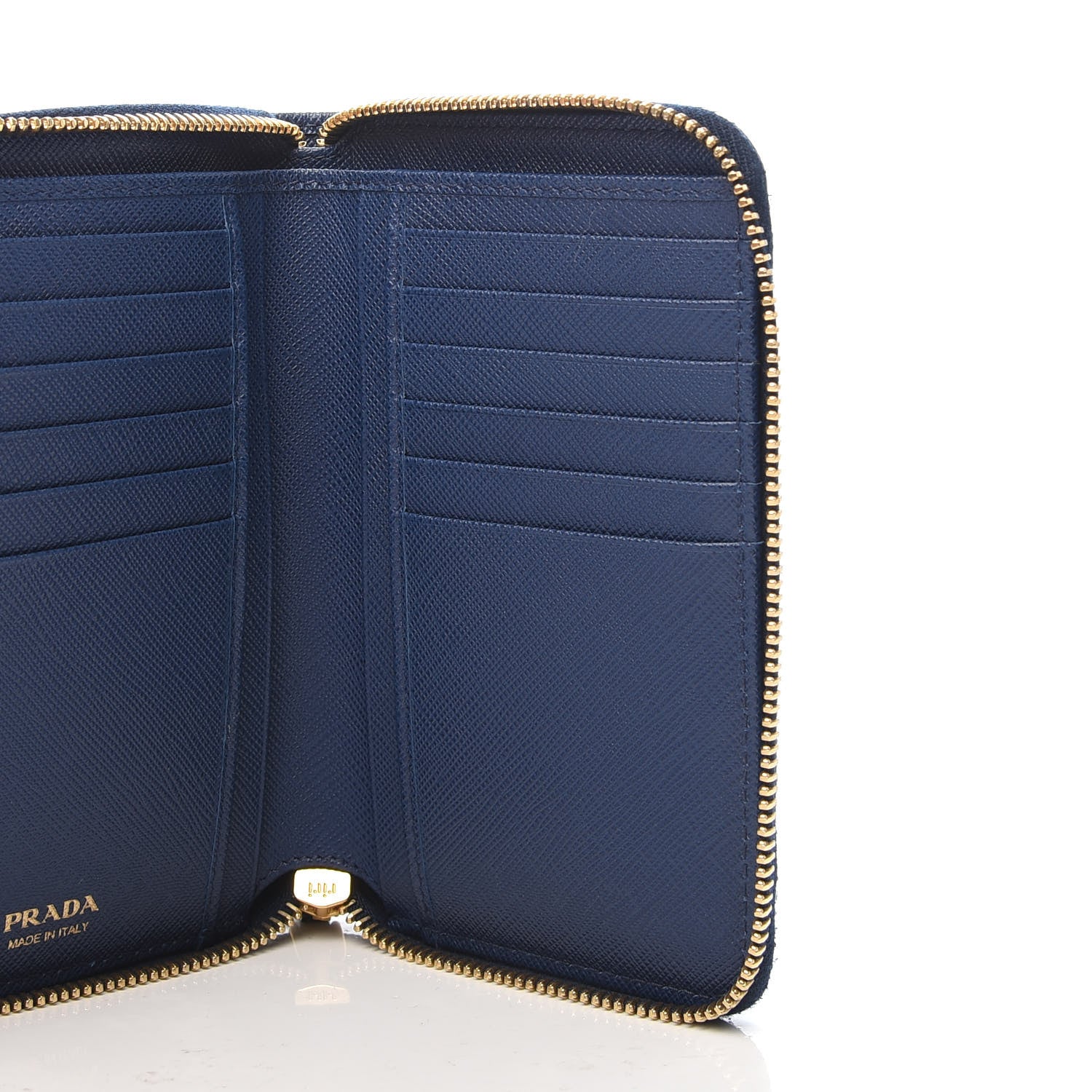 Prada Saffiano Metal Zip Around Wallet Bluette 5 of 9