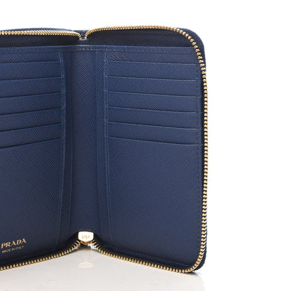 Prada Saffiano Metal Zip Around Wallet Bluette 5 of 9