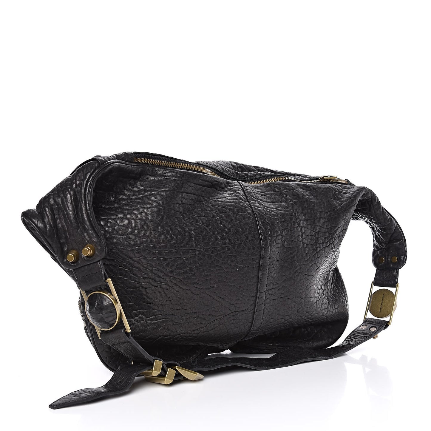 Pebbled Lambskin Max Fanny Pack Belt Bag Black