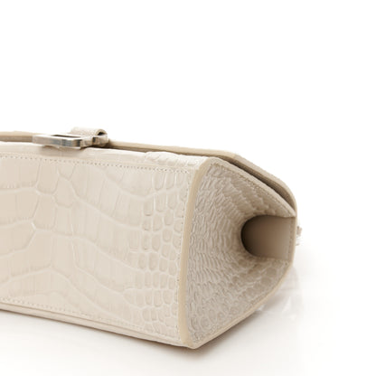 Balenciaga Shiny Calfskin Crocodile Embossed Small Hourglass Top Handle Bag Cold Beige 10 of 10