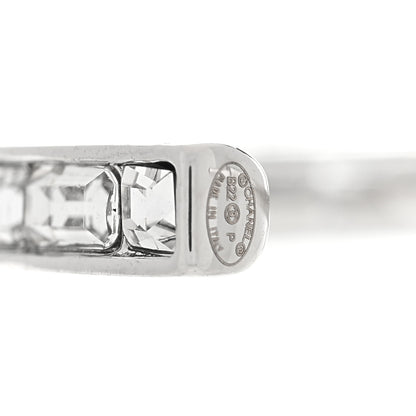 Chanel Metal Crystal Baguette CC Large Hoop Earrings Silver 4 of 4