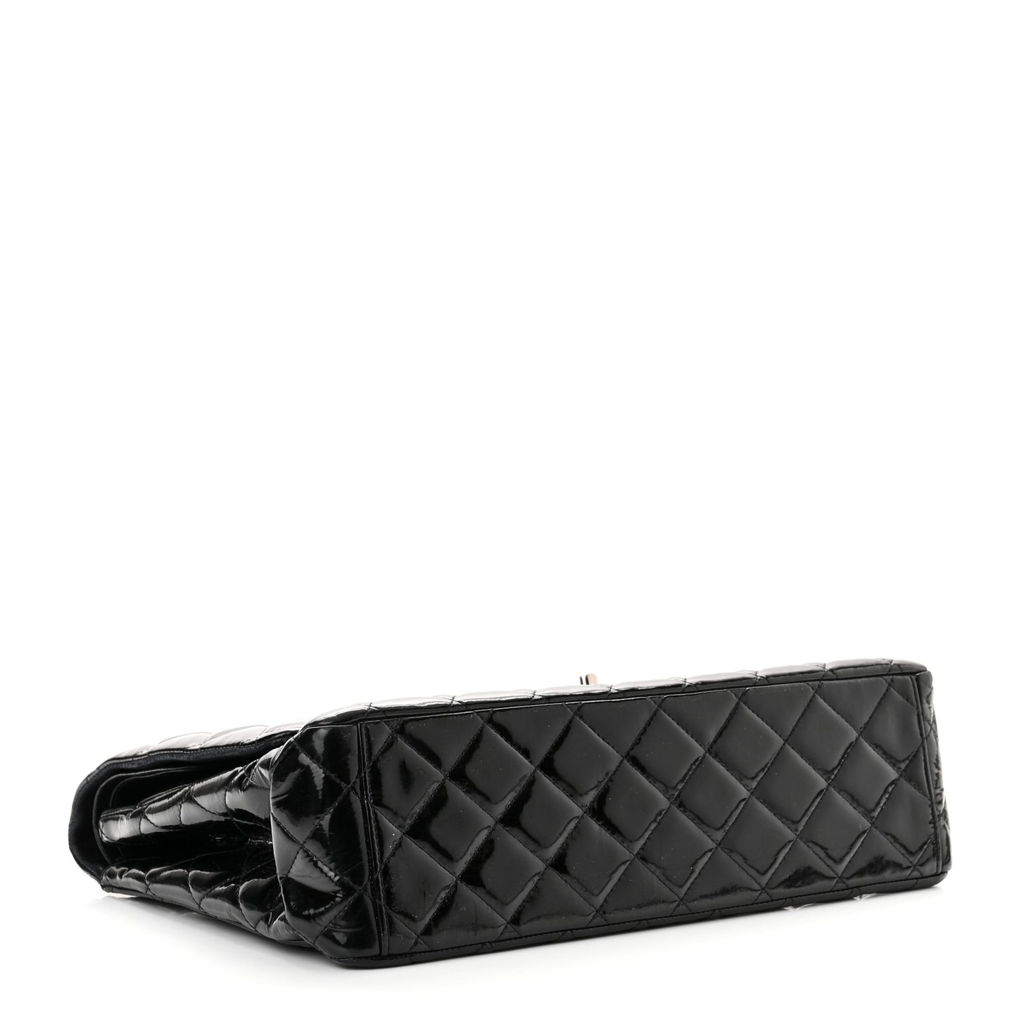 Patent Quilted Maxi Double Flap Black