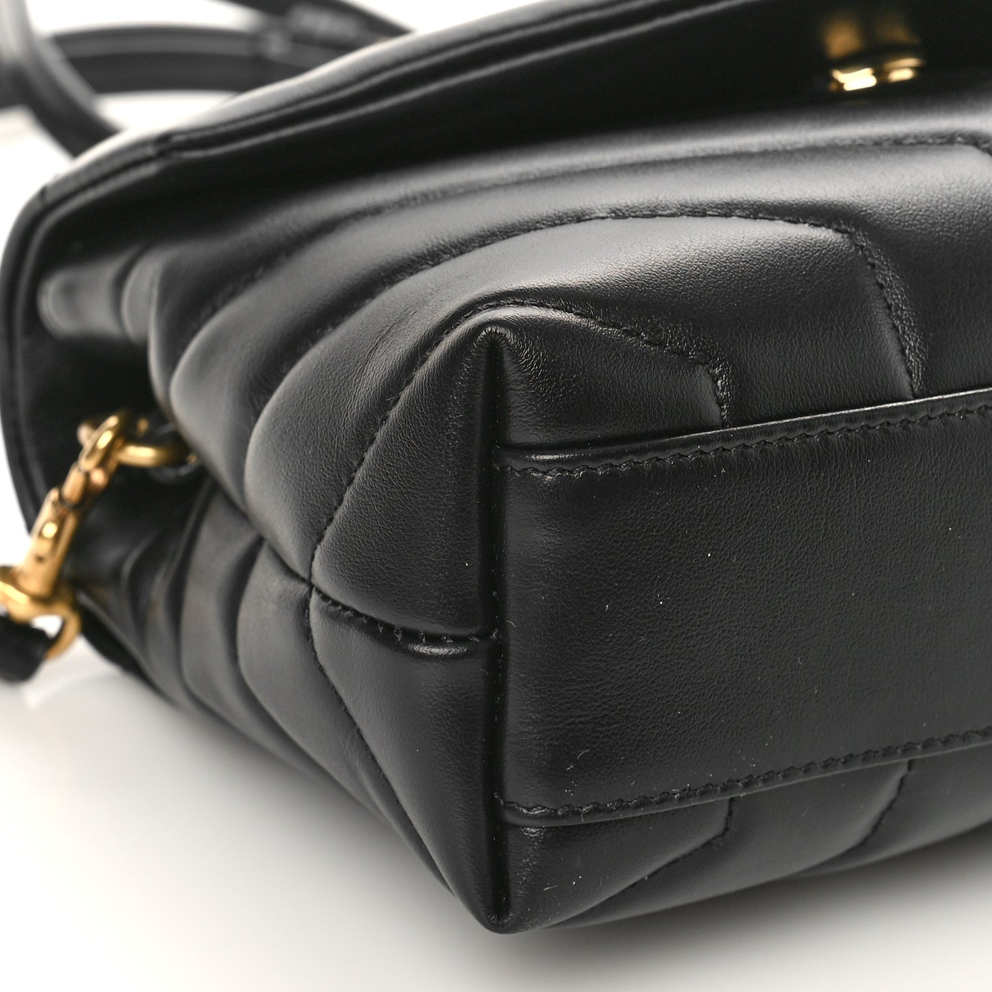 Calfskin Y Quilted Monogram Toy Loulou Crossbody Bag Black