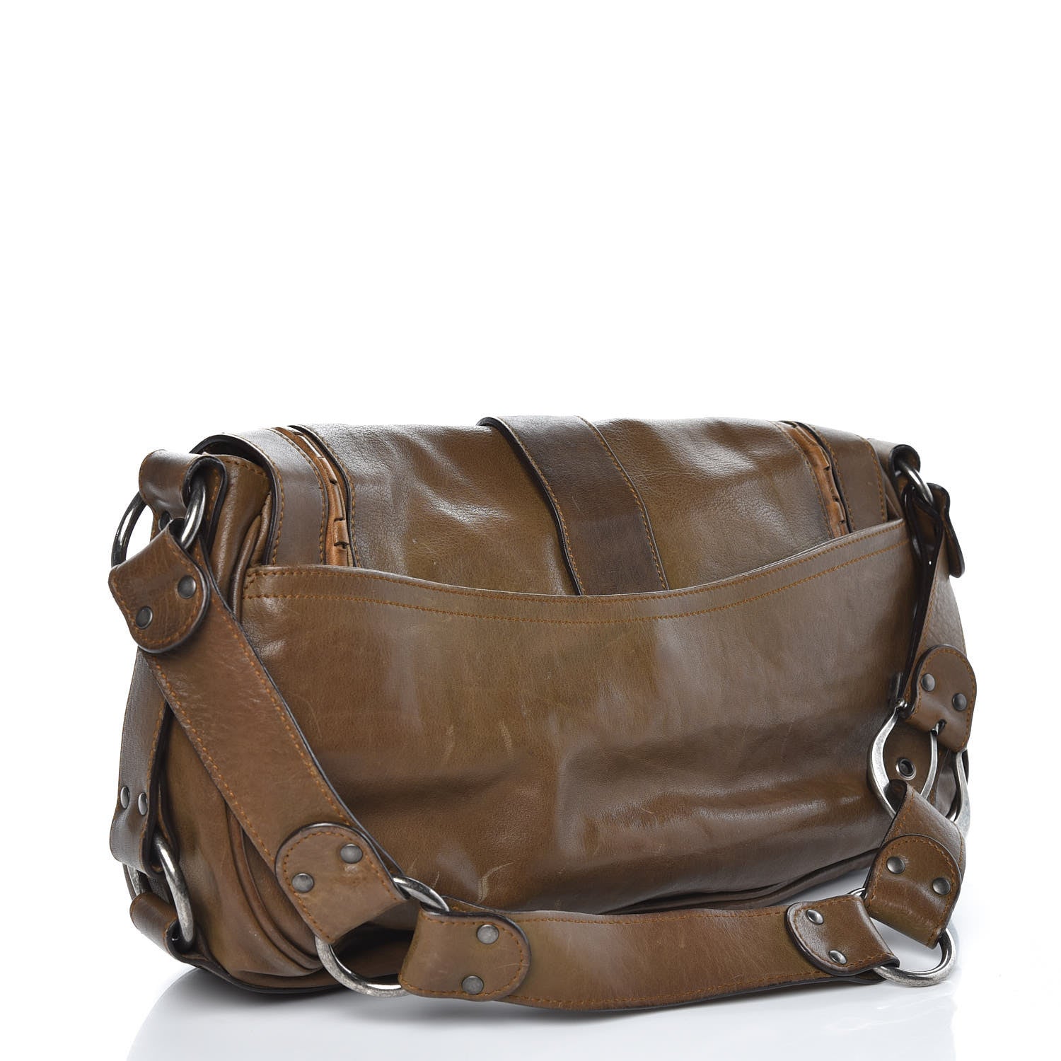 Christian Dior Calfskin Medium Gaucho Double Saddle Bag Green 3 of 16