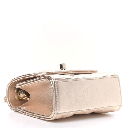 Chanel Metallic Lambskin Quilted Mini Trendy CC Clutch With Chain Gold 3 of 9