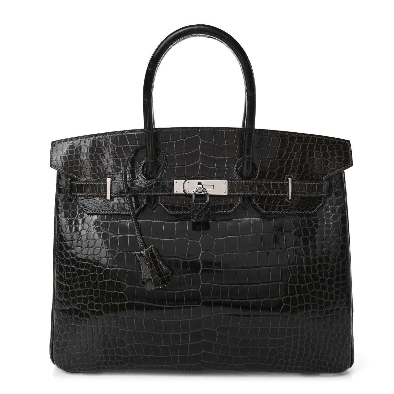 Hermes Shiny Porosus Crocodile Birkin 35 Graphite 1 of 10