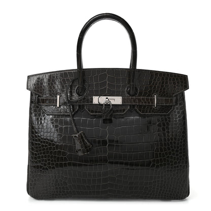 Hermes Shiny Porosus Crocodile Birkin 35 Graphite 1 of 10