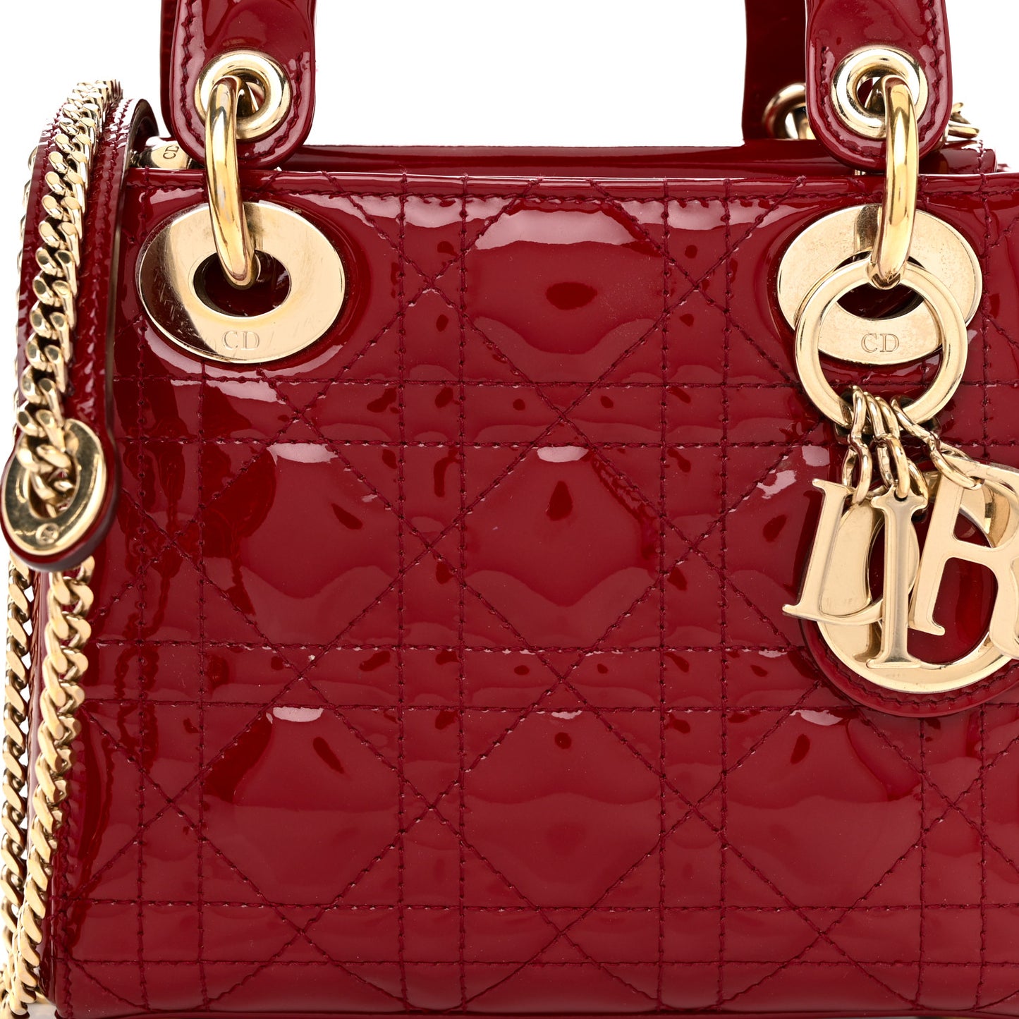 Patent Cannage Mini Lady Dior Red