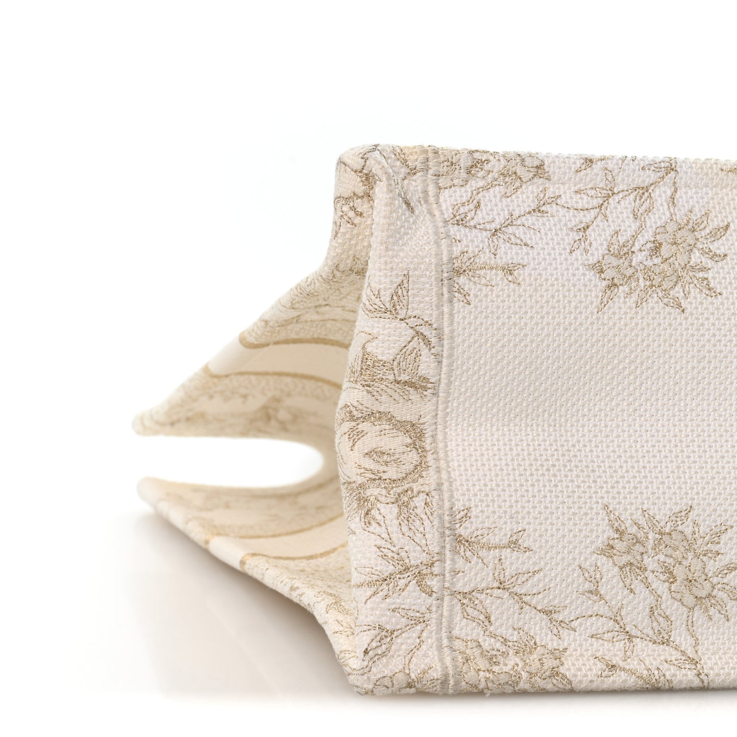 Canvas Embroidered Medium Jardin D'Hiver Book Tote White Gold