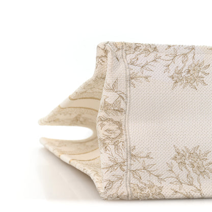 Christian Dior Canvas Embroidered Medium Jardin D'Hiver Book Tote White Gold 8 of 11
