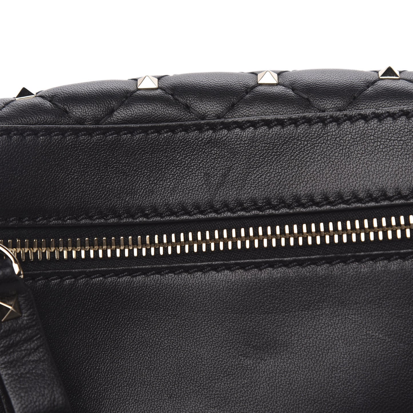 Lambskin Rockstud Spike Belt Bag 75 Black