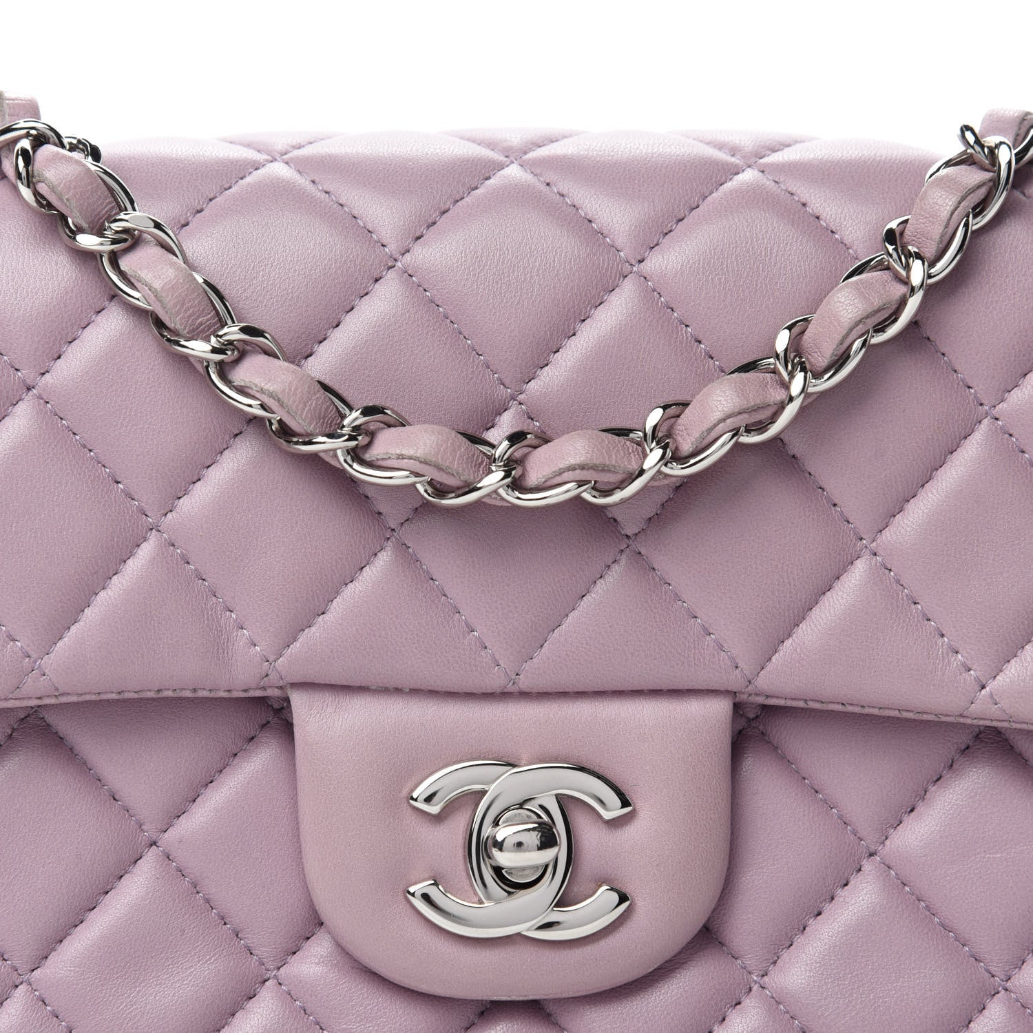 Chanel Lambskin Quilted Mini Rectangular Flap Light Purple 10 of 11