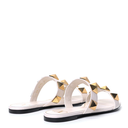 Valentino Garavani Calfskin Roman Stud Flat Slide Sandals 36.5 Light Ivory 3 of 4