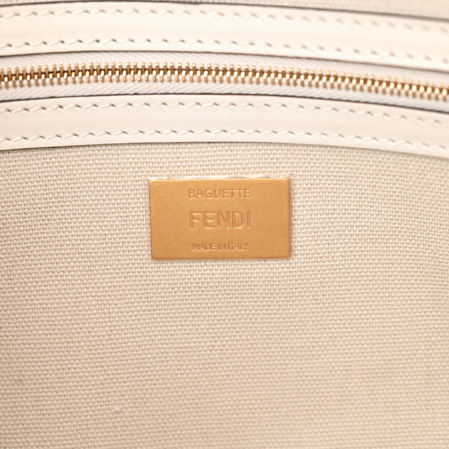 Canvas Vitello King Extra Strap FF Embroidered Baguette White Ice