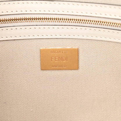 Fendi Canvas Vitello King Extra Strap FF Embroidered Baguette White Ice 6 of 12