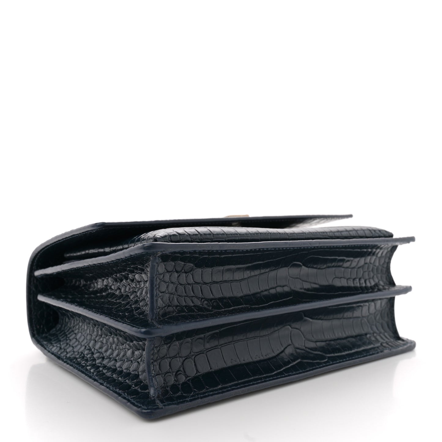 Calfskin Crocodile Embossed Medium Monogram Sunset Navy