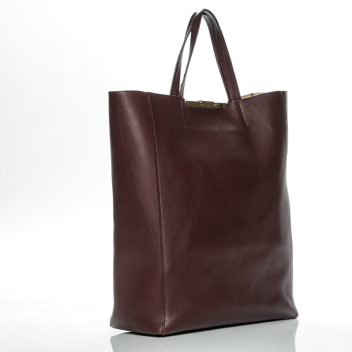 Calfskin Clasp Vertical Cabas Burgundy
