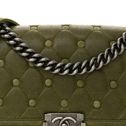 Chanel Goatskin Chesterfield Quilted Medium Celtic Boy Flap Green 8 of 11