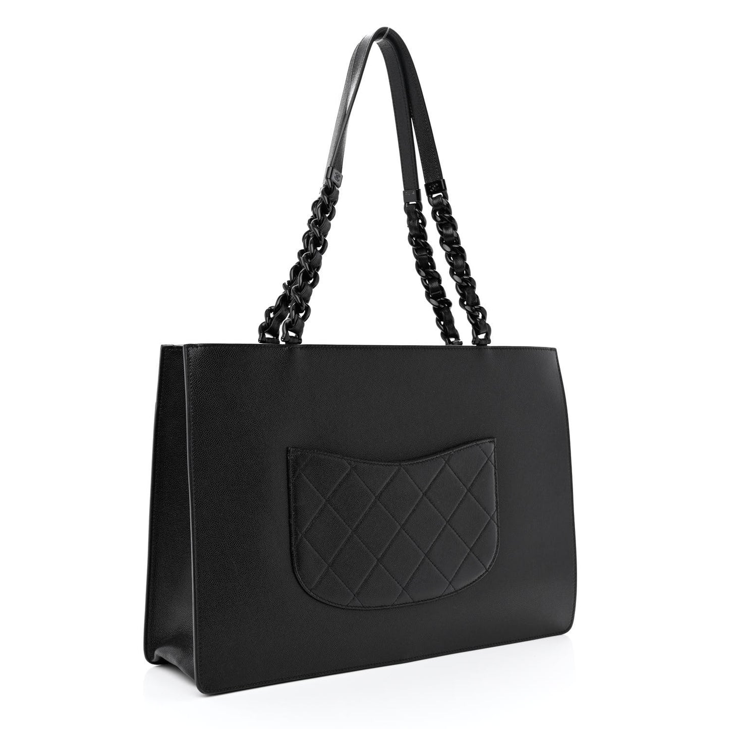 Caviar Quilted My Everything Large Shopping Tote Black