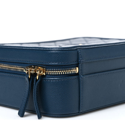 Chanel Caviar Quilted Medium CC Filigree Vanity Case Dark Blue 9 of 11