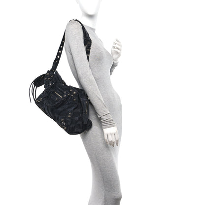 Balenciaga Washed Denim BB Monogram Neo Cagole City Handbag Black 2 of 11